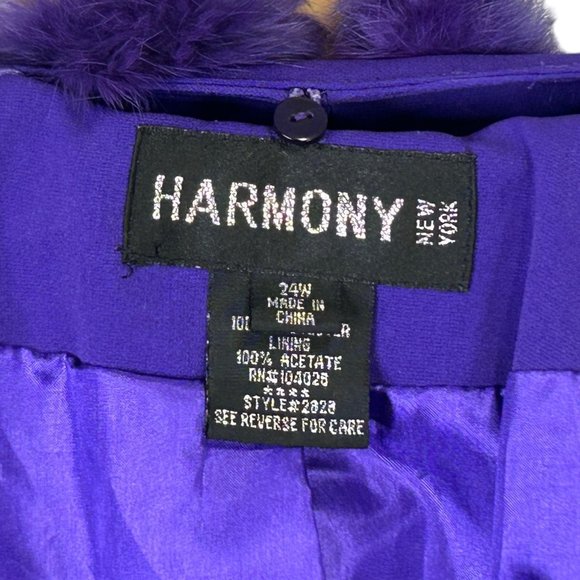 Vintage‎ Harmony New York Womens 24W Purple Jacket w/ Removable Pom Poms Collar - Picture 11 of 14